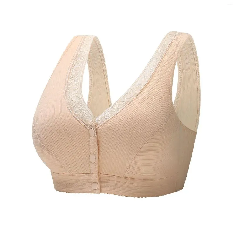 Comfortable Lace Front Zipper Undershirt For Elderly Women Wide Chest  Straps, Steel Ring Design, Large Size From Suyuafen, $7.67