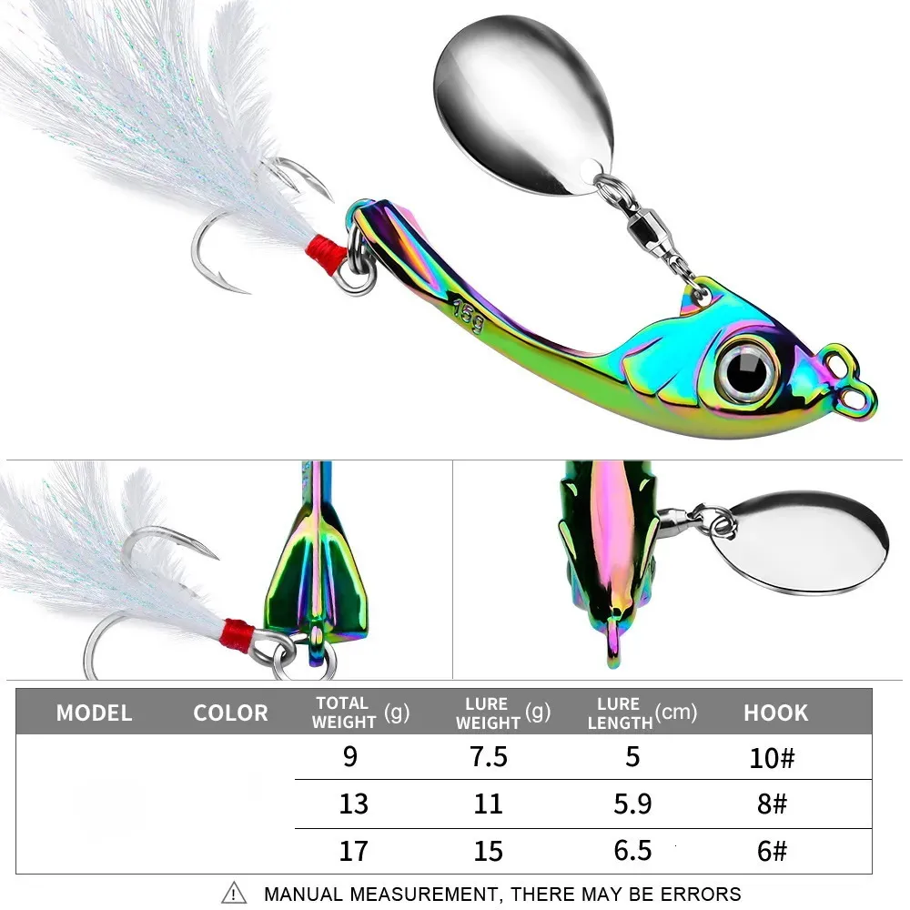 Metal Vib Spinner Bait Fishing Spoons With Sequin Pesca 9g, 13g