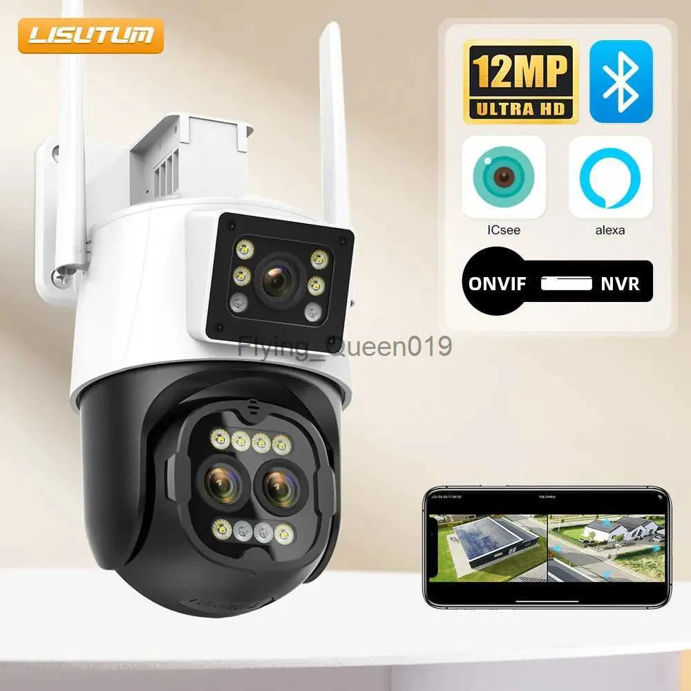 CCTV Lens 5K 12MP PTZ WiFi Camera 8x Zoom Digital Zoom Three Lens Dual Screen Wireless Outdoor Surveillance CCTV 4K 8MP IP لـ ICSEE SMART HOM YQ230928