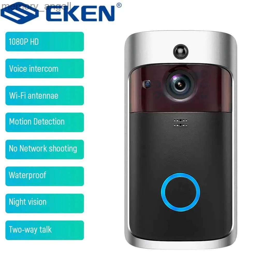 Doorbells EKEN V5 Video Doorbell Wireless Smart WiFi IR Security Camera Home Monitor Night IP Record Vision Intercom IR Alarm Door Bell YQ230928