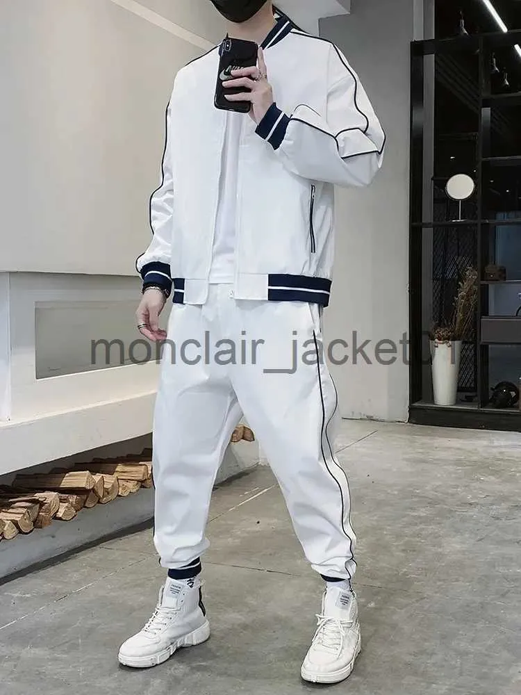 Men's Tracksuits 2022 New Spring Black White Tracksuit Men Plus Size 5XL Streetwear Baseball Jacket+Pants 2 Piece Jogger Sets Casual Sweat Suits J230928