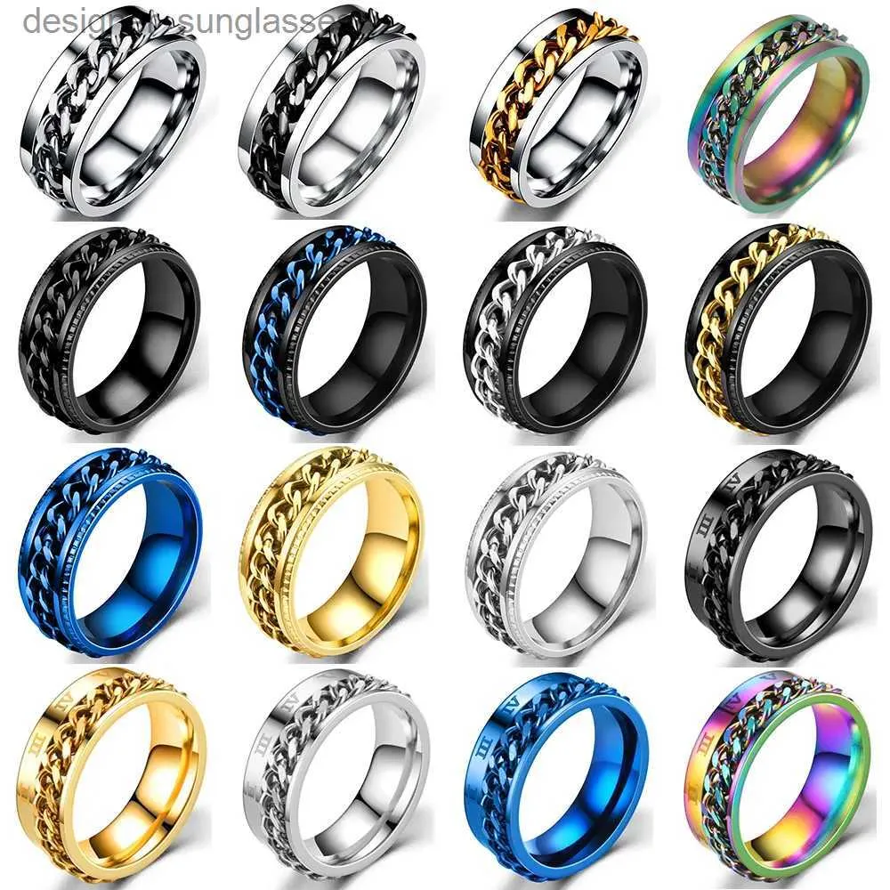 couleur Y taille 6 Bague Anti-Stress pour homme et femme, anneau en acier  inoxydable, rotation libre, Anti-Stress