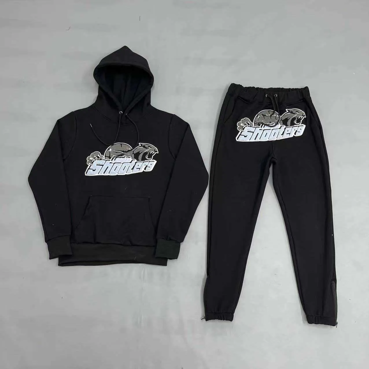 Bordado moletom com capuz logotipo esportes wear sweatsuit dos homens jogger conjunto roupas cabeça de tigre calças esporte moletom conjunto streetwear