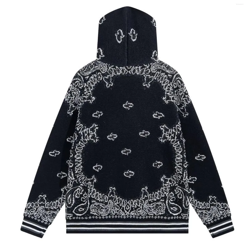 Männer Hoodies 2023 Schwarz Gestrickte Vintage Paisley Print Männer Frauen Pullover Gestickte Langarm Brief Sweatshirt