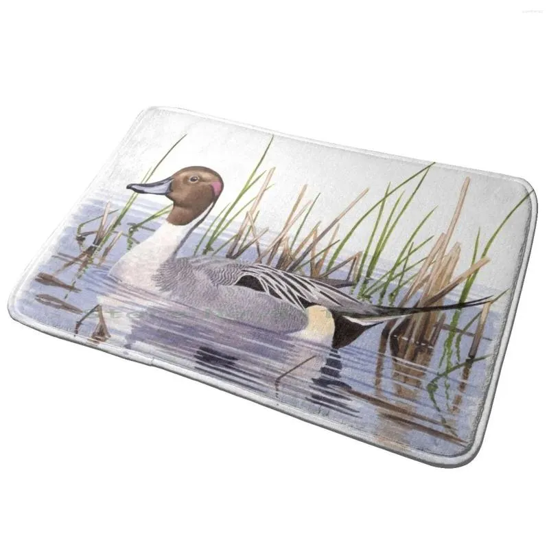 Tapis Northern Pintail Tapis de porte d'entrée Tapis de bain Canard Anas Acuta Oiseau Art Peinture Aquarelle