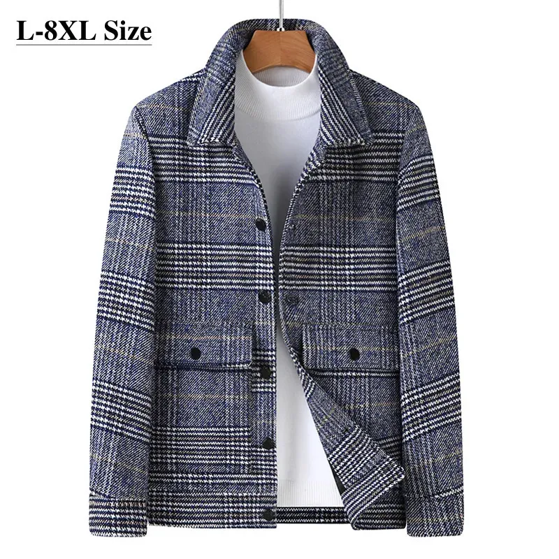 Mannen Wol Blends Plus Size 8XL 7XL 6XL Jas Mode Jas 2023 Lente Herfst Oversize Klassieke Plaid Casual Windjack Mannelijke Merk Kleding 230927