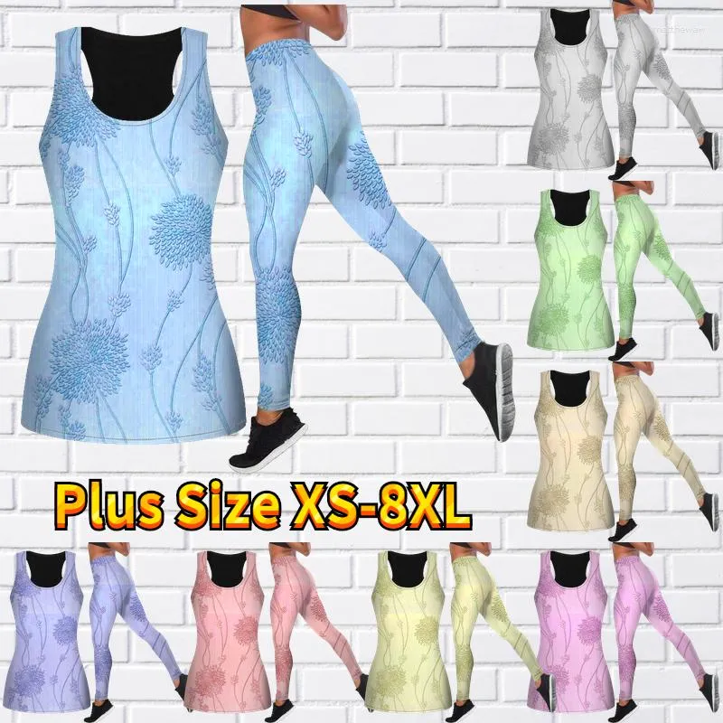 Elegant 3D Printed Womens Yoga Set With Hollow Tank Top And