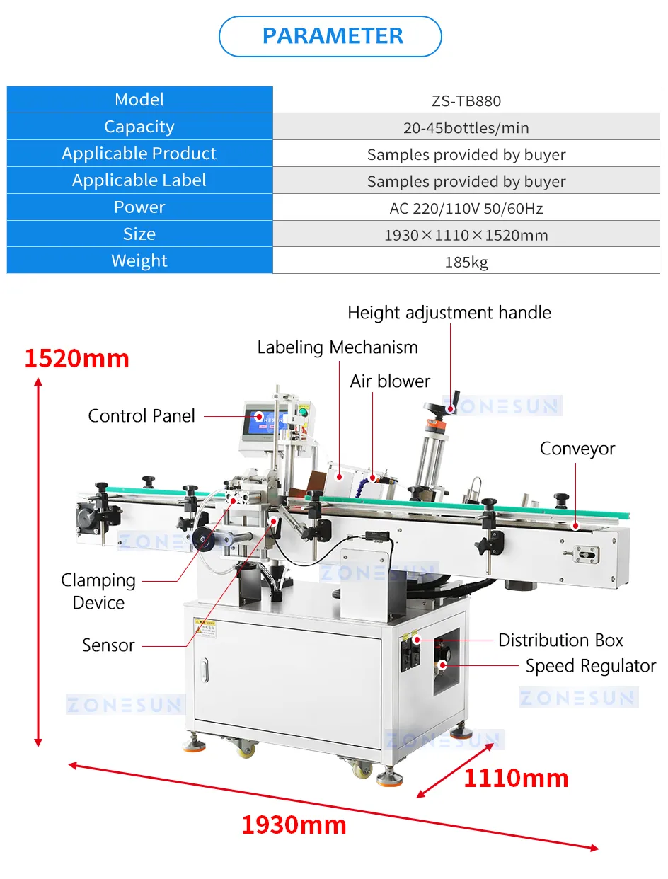 Automatic Labeling Machine For Tapered Bottles ... From Zonesunplus ...