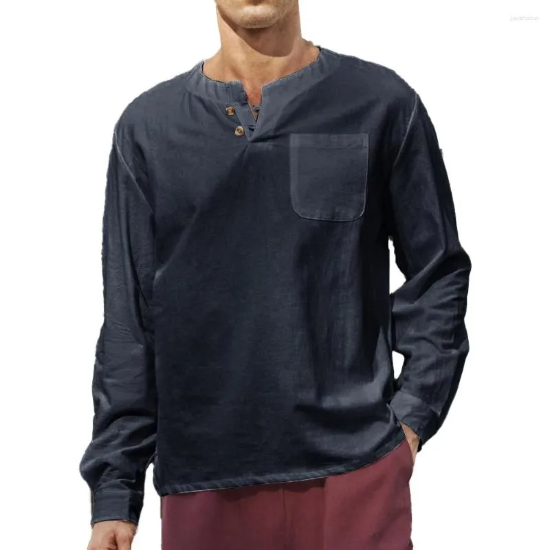 Camicie e camicette casual da uomo con bottoni o collo, tinta unita, maniche lunghe, camicie larghe e normali, abbigliamento pullover