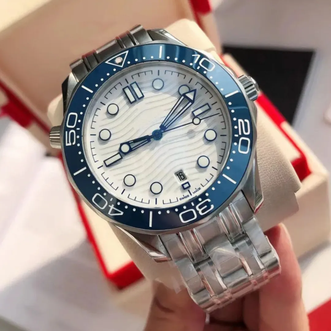 Лучшие роскошные мужские спортивные часы Seamaster 2813 Автоматические механические модные модные часы Skeleton Diving 300 42 мм Светящиеся керамические водонепроницаемые часы из нержавеющей стали Seahorse