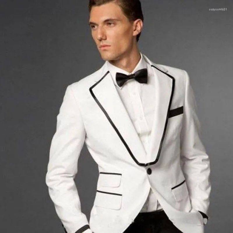 Herrenanzüge TPSAADE Hochzeit Herrenanzug Weiß und Schwarz Bräutigam Smoking Formelle Anlässe Kleider Trauzeuge Bräutigam Elegante Party-Abschlussball-Outfits