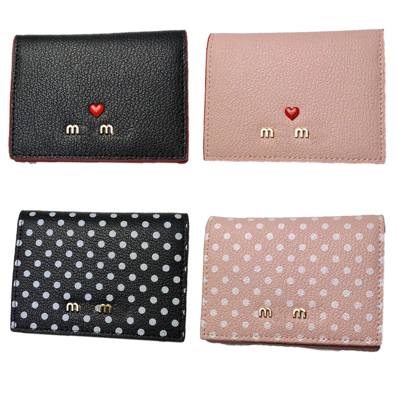 fashion designer wallet women card holder mini wallets coin purse leather love heart dot