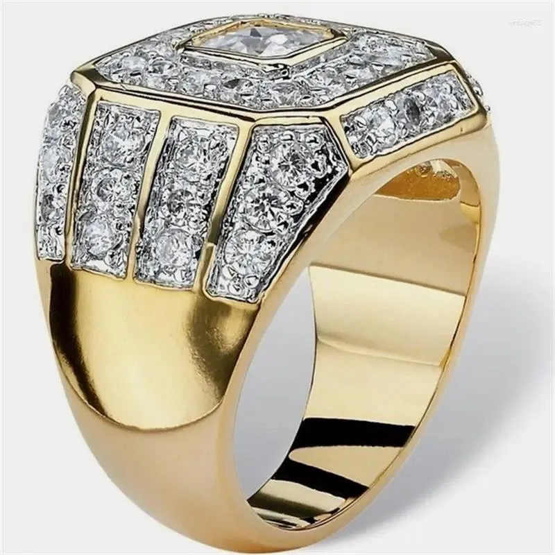 Anneaux de mariage de luxe pour hommes, accessoires de mode, bague en or, bijoux en diamant, fête de fiançailles, Couple, taille 7-13