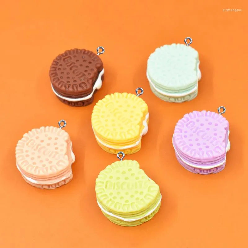 Encantos 10 pçs mini bonito biscoito resina para fazer jóias diy brinco colar chaveiro decoração pingentes acessórios