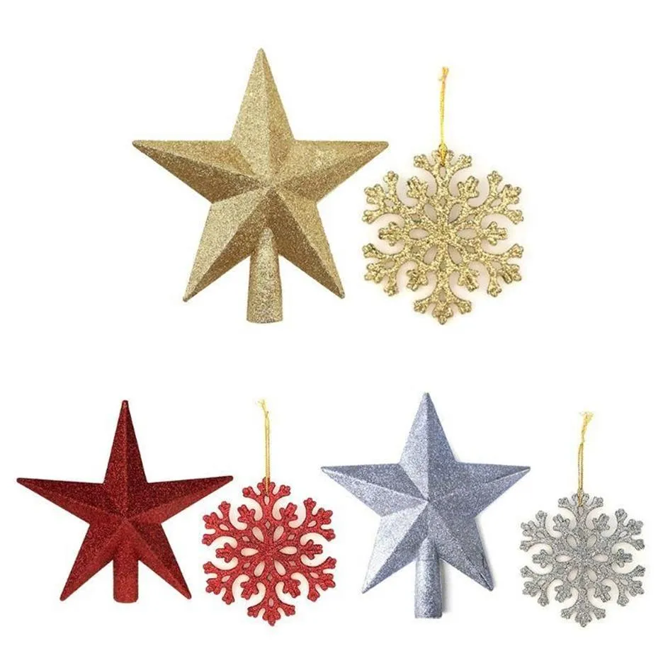 46 Pcs Silver Glitter Snowflake Ornaments Various Size Plastic