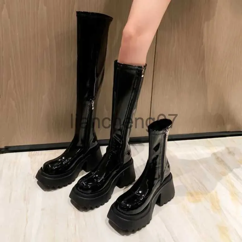 Botas Chelsea Botas Mulheres Chunky Moda Alto Salto Sapatos Inverno 2023 Nova Tendência Casual Botas de Motocicleta Goth Ankle Boots Mulheres X0928