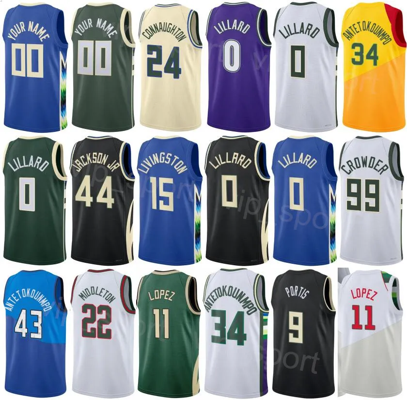 Afdrukken Verdiend basketbal Joe Ingles Jersey 7 Jae Crowder 99 Bobby Portis 9 Wesley Matews 23 Marjon Beauchamp Thanasis Antetokounmpo 43 Damian Lillard 0 Man