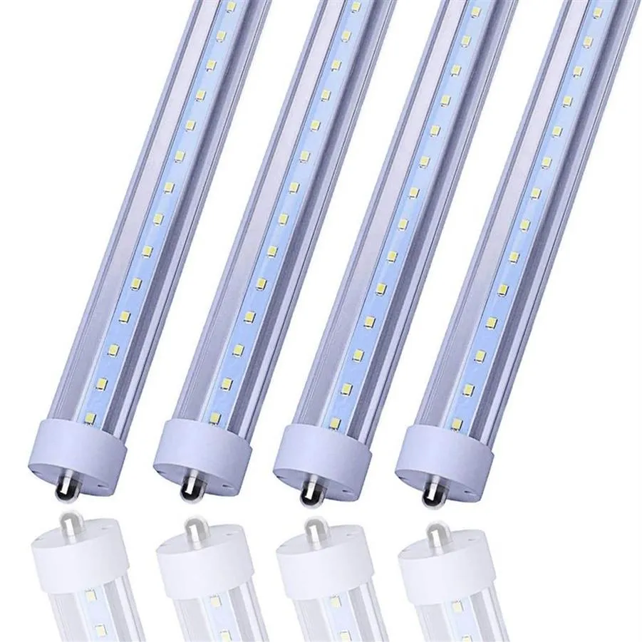 Tubo de luz LED T8 8 pés FA8 Base de pino único 8 pés 6000 K Branco 45 W Potência de extremidade dupla 50 pacotes AC100-305V EUA Stock294j