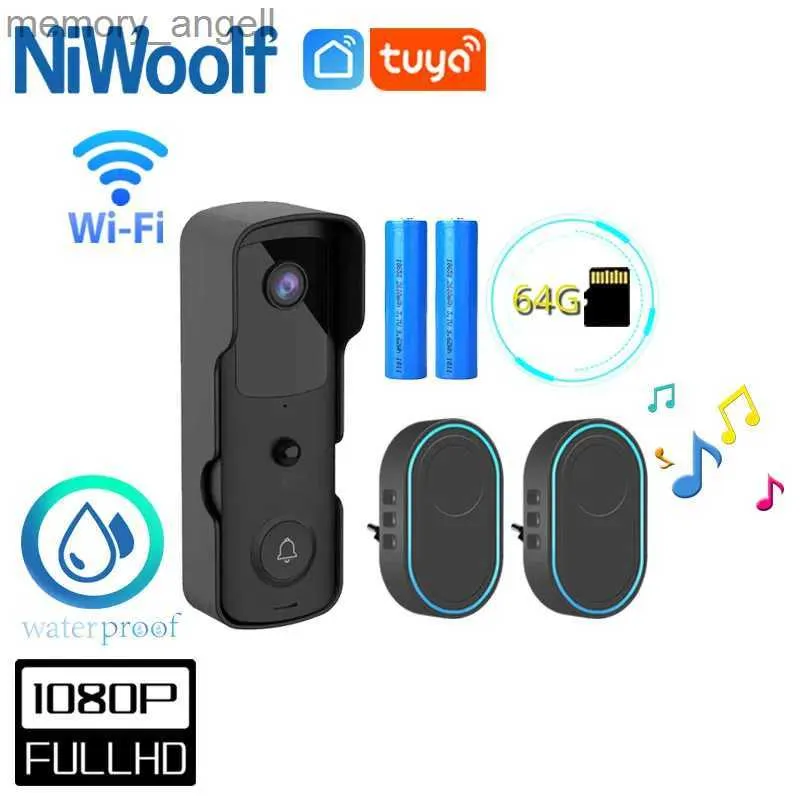 Sonnettes 2MP Tuya WIFI vidéo sonnette caméra IR alarme extérieure étanche 1080P HD porte cloche maison intelligente sans fil caméra de sécurité YQ230928