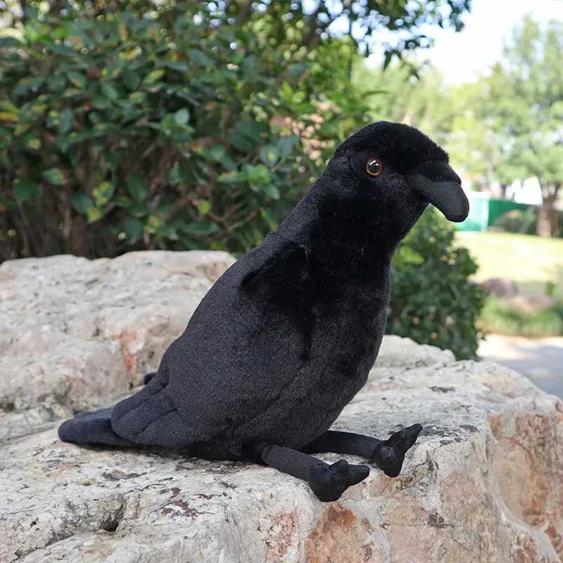 ぬいぐるみ人形20cm高さの柔らかい大型カラスぬいぐるみおもちゃのような黒い鳥のような黒い鳥レイヴンぬいぐるみおもちゃの贈り物230927