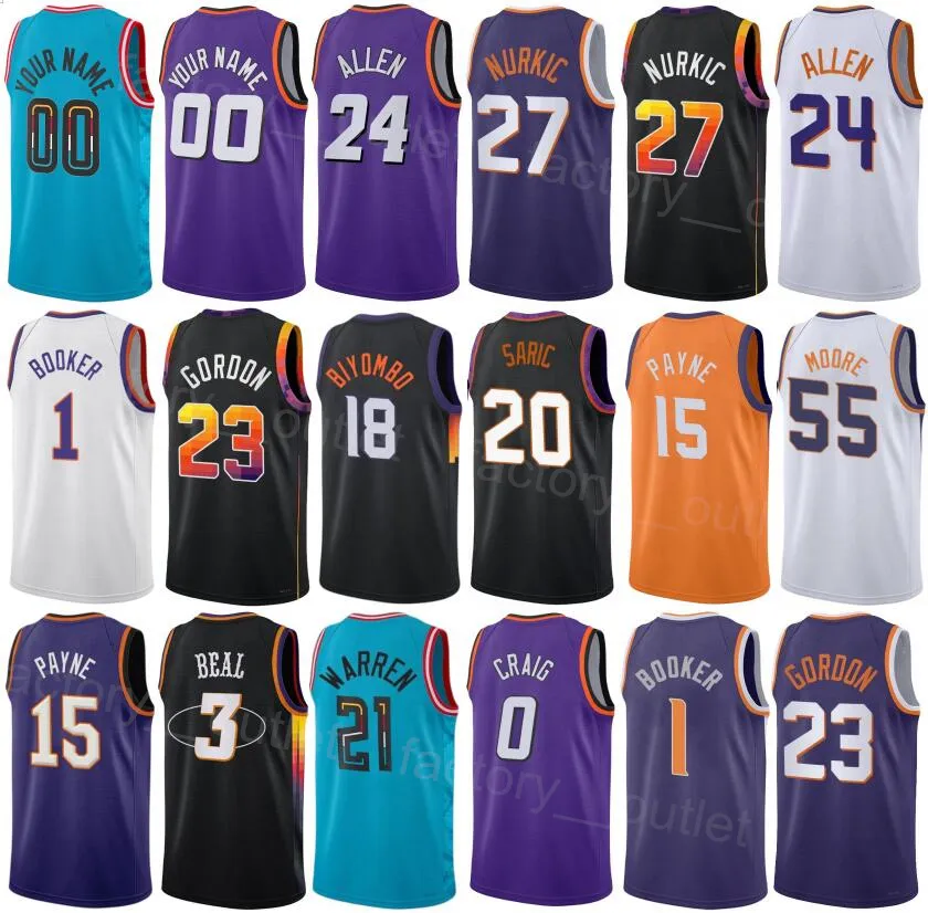 Maglie da basket stampate da uomo della gioventù Grayson Allen 24 Jusuf Nurkic 27 Eric Gordon 23 Toumani Camara 20 Bradley Beal 3 Goodwin Yuta Watanabe Kevin Durant Devin Booker