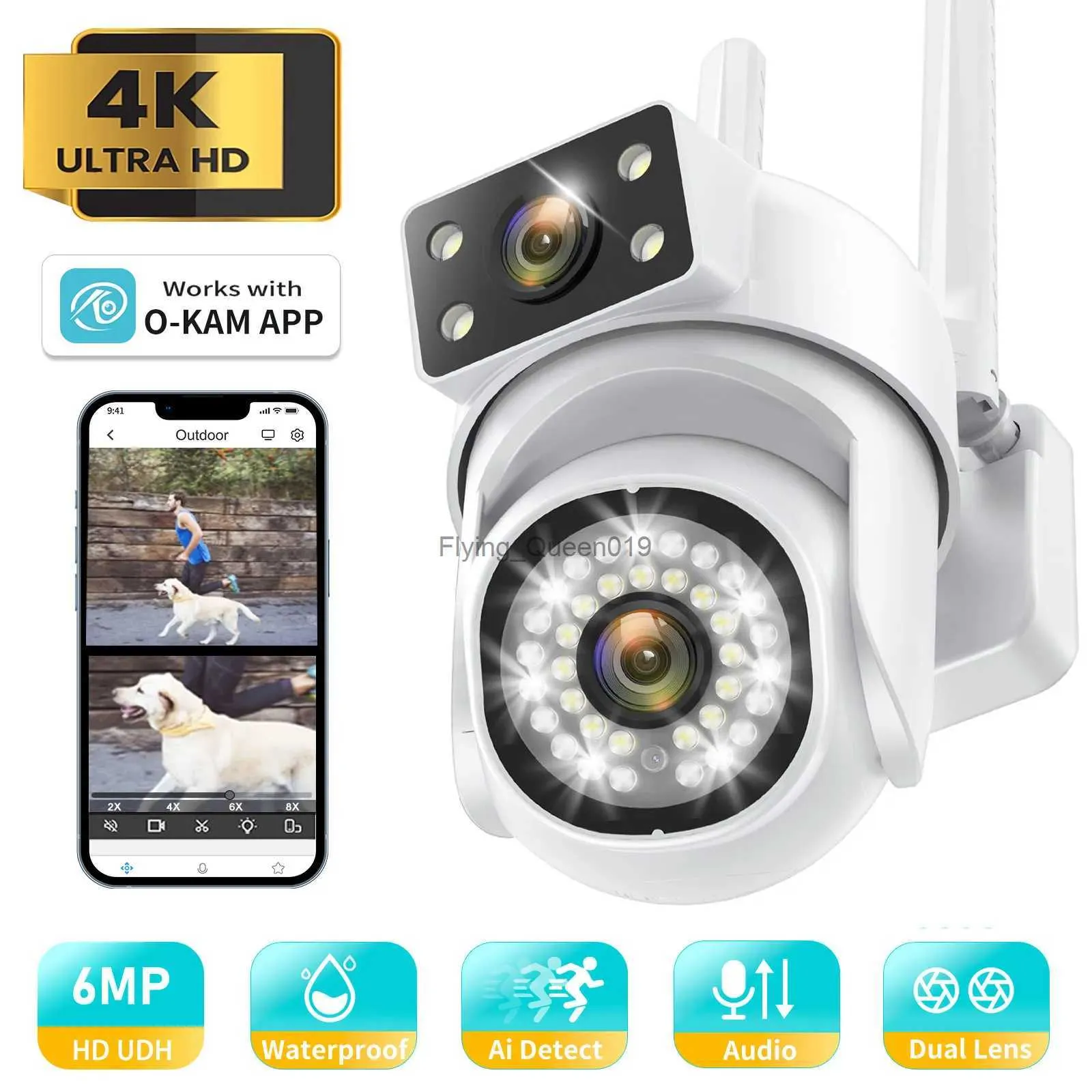 CCTV -lins myckethdsn HD 6MP PTZ Surveillance Camera WiFi Dual Lens Human Detect Cameras Outdoor Security Waterproof Full Color Night Vision YQ230928