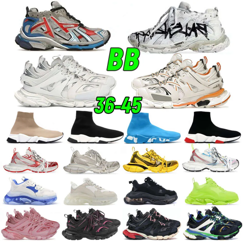 Zapatos de diseñador Runner 7.0 Hombres Mujeres Negro Blanco Rosa Verde Graffiti Zapatos Plate-forme Zapatos para hombre Tripler Zapatillas de deporte de lujo Zapatillas de deporte de gran tamaño Hombres Mujeres Zapatos casuales