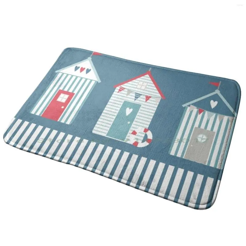 Seaside Stripes Beach Striped Carpet Set Blue And White Ocean Huts For
