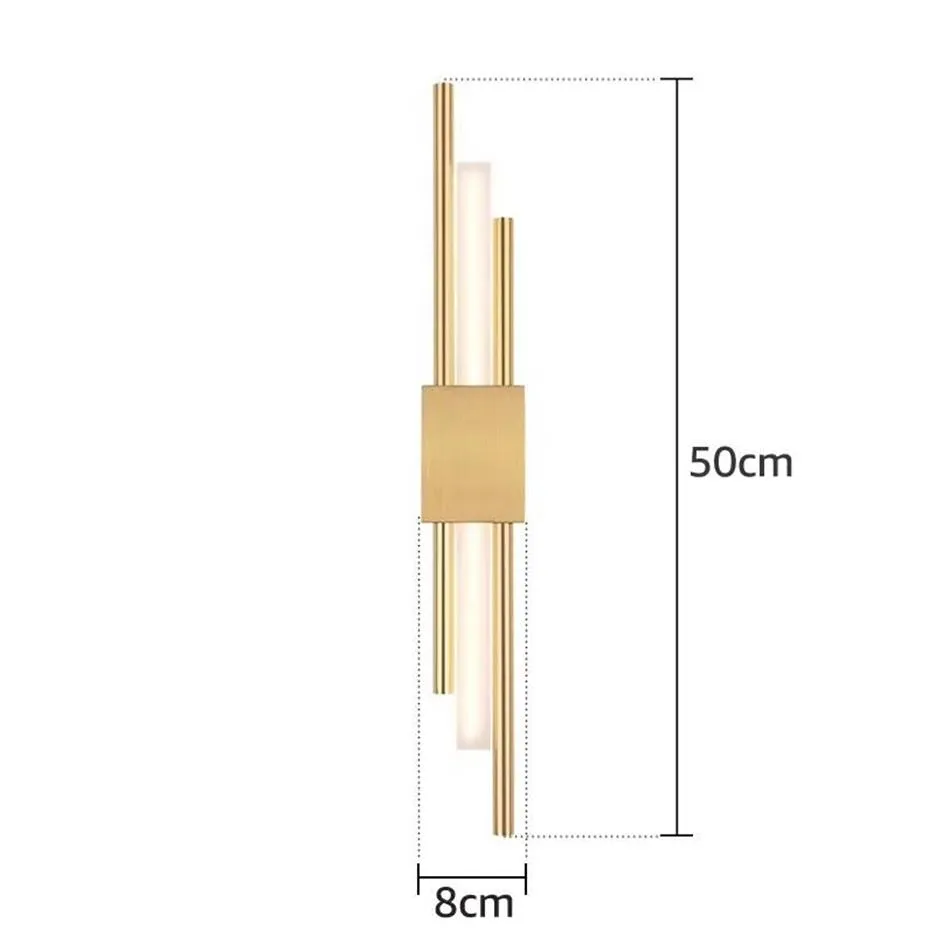 Wall Lamps Modern Stylish Bronze Gold And Black 50cm Pipe LED Lamp For Living Room Hallway Corridor Bedroom Sconces Light Fixture228S