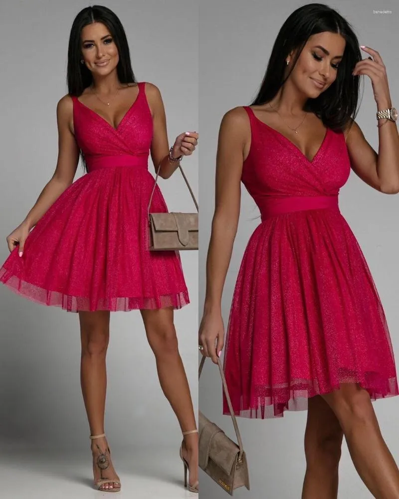 Casual Jurken Mesh Effen Roze Ruches Datum Mini Jurk Vrouwen Sjerpen Strapless Club Losse Backless Hoge Taille Sexy Party vestido