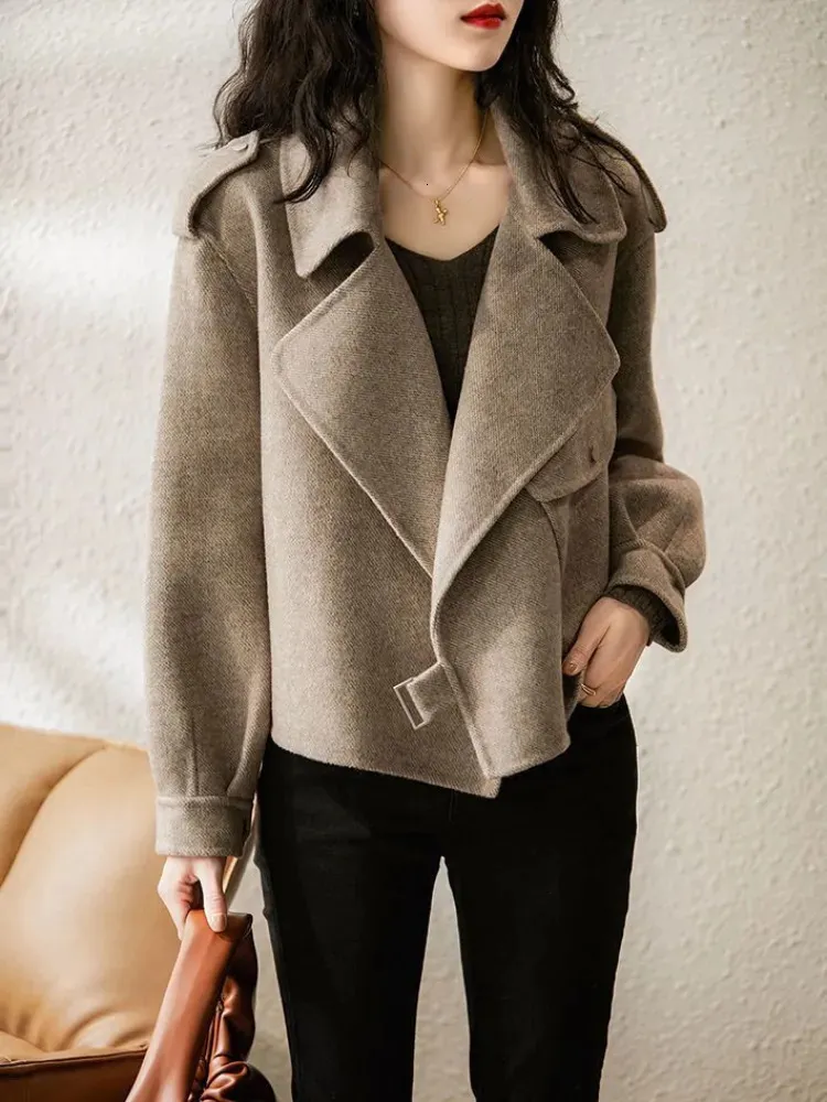 Elegant Slim Wool Blend Womens Long Sleeve Coats And Jackets With Turn Down  Collar For Casual Autumn/Winter Wear From Blueberry11, $15.34