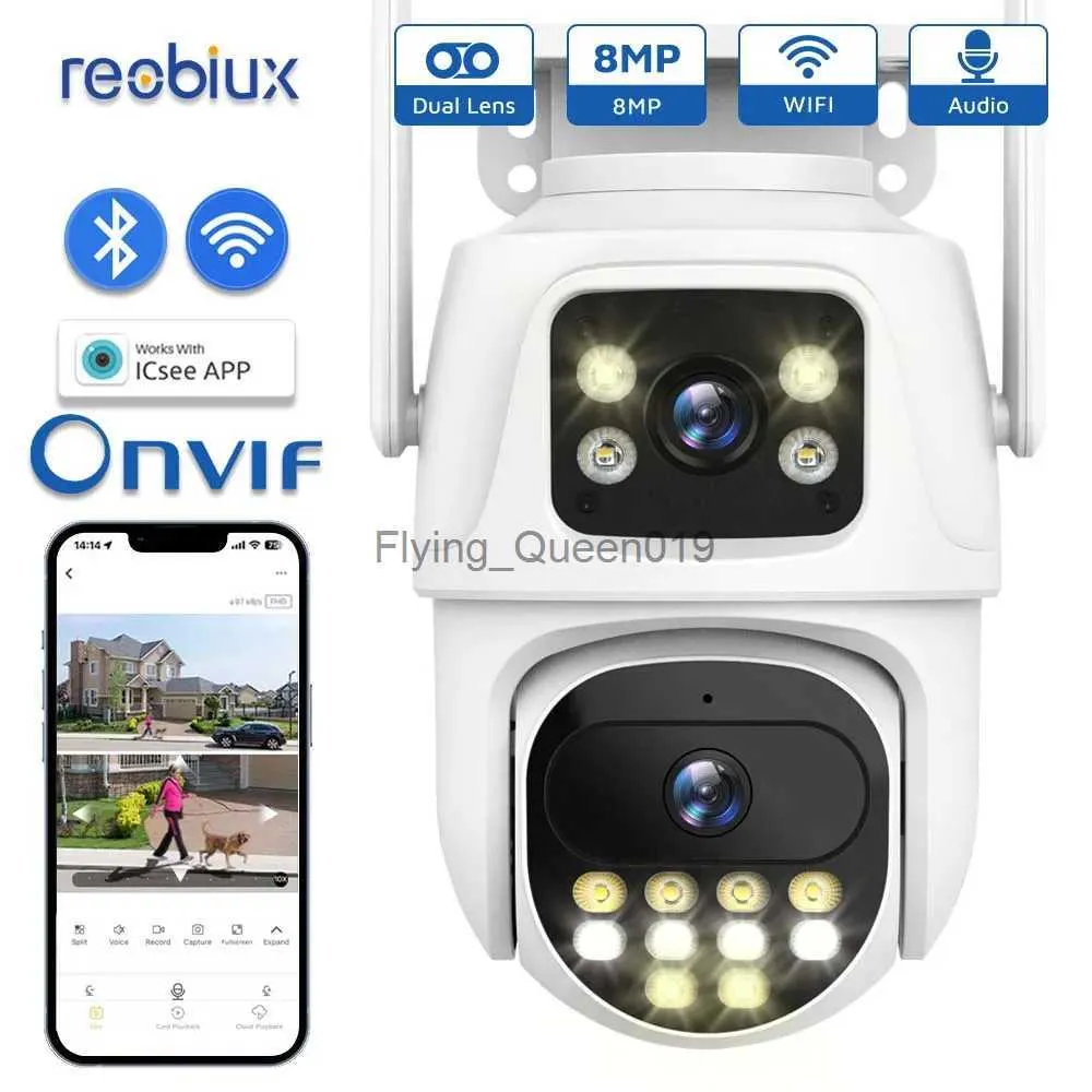 CCTV Lens Reobiux WiFi PTZ Kamera 8MP Çift Lens IP Cam Açık Gözetim CCTV Güvenlik Koruma İksama ile İkili Lens Kamerası YQ230928