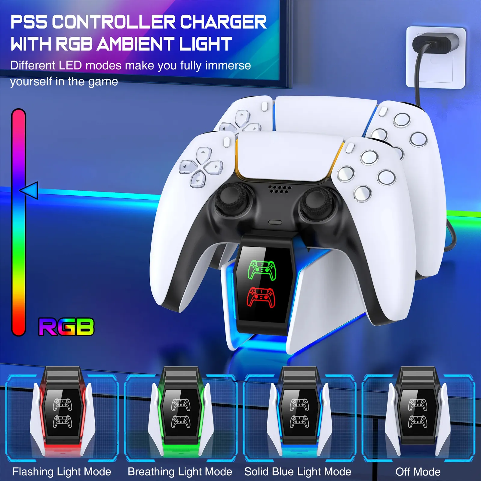 Chargers DualSense Charging Station for PS5 Gamepad Dual Dock Charger Stand PlayStation 5 Wireless Game Controller 230927