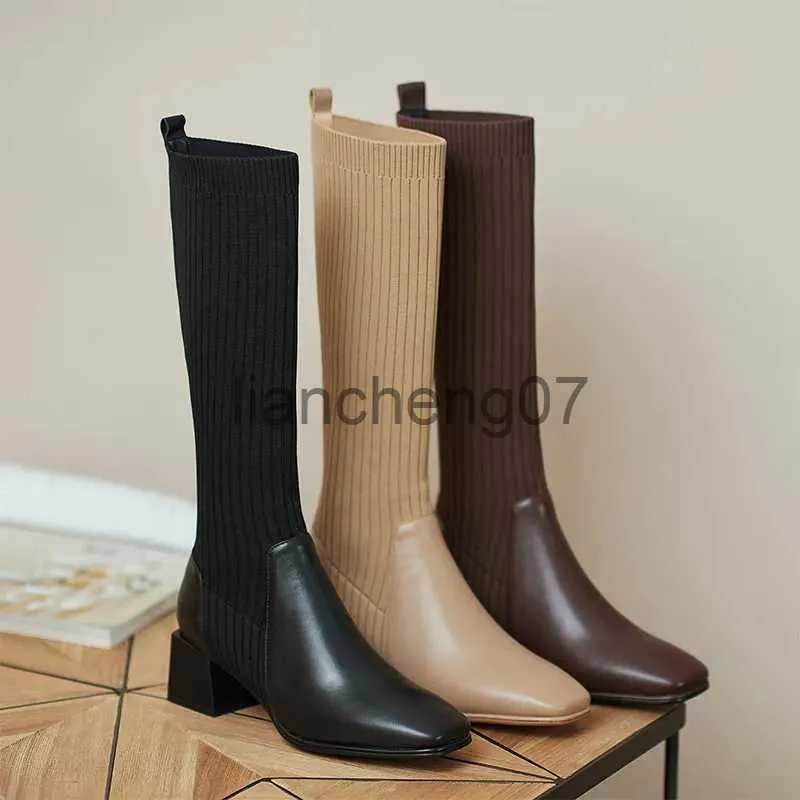 Buty Sock Boots Women Kolan High Boots dla kobiet ciepłe Chelsea High Botas Winter Sexy High Heels Pumps Platforma Chunky Go Boots x0928