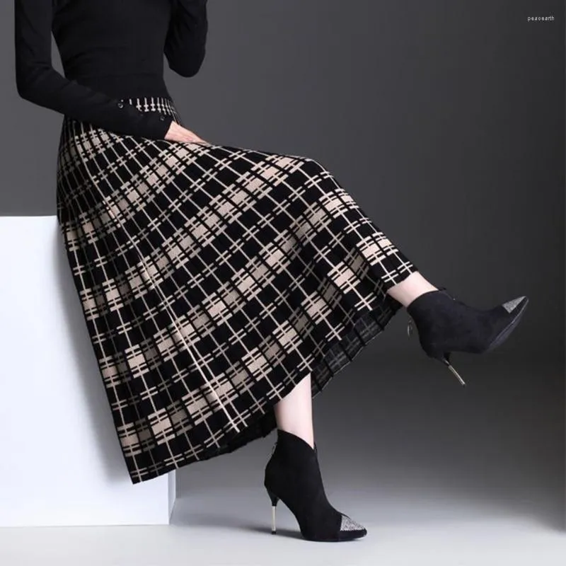 Skirts Autumn Winter Wool Skirt Stylish Womens Knitted Pleated A