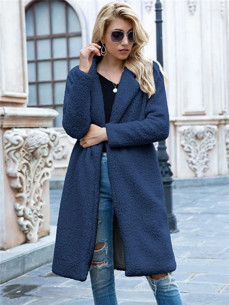 Women's Fur Women Winter Luxury Fleece Coat Teddy Fuzzy Faux Cardigan Lapel Fluffy Robe Plus Size 3XL Elegant Long Sweater