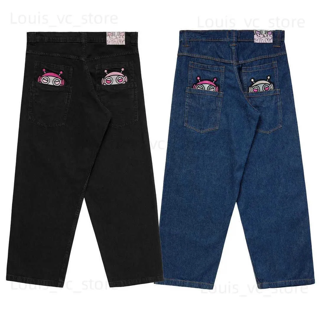 Men's Pants Y2K Grunge Blue Baggy Denim Pants Harajuku Vintage Blue Cargo Jeans Women Oversized Hip Hop Streetwear Wide Leg Trousers T230928
