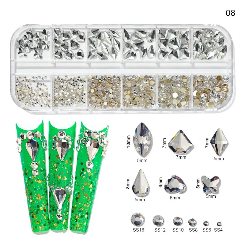 Décorations Nail Art 920 pièces strass Champagne pour ongles or Champagne  Bling Nail Art bijoux dos plat tailles mixtes or-diamant pierre gemme 230927