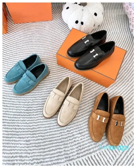 Klassische Slipper, sexy runde Zehen, flache Muller-Schuhe aus echtem Leder, Designer-Damen-Freizeitschuhe, hochwertige Schuhe aus Wildleder