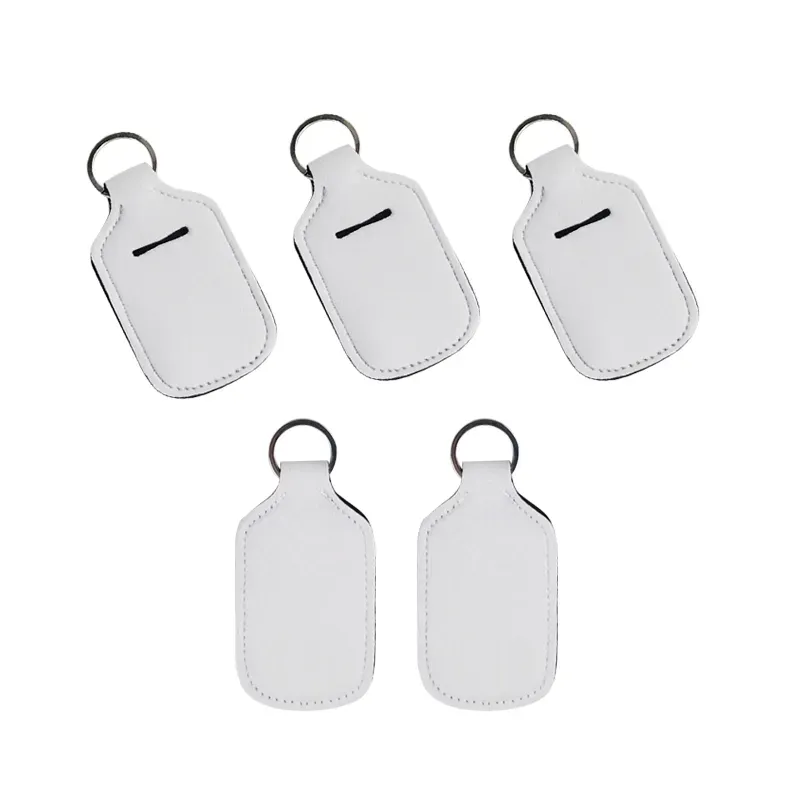 Christmas Favor Sublimation Blanks Refillable Neoprene Hand Sanitizer Holder Cover Chapstick Holders With Keychain For 30ML Flip Cap Containers Travel Bottle