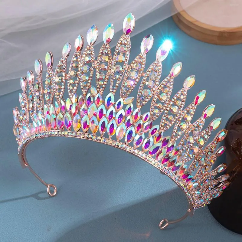 Başlıklar Gelin Rhinestone Crown Düğün Tiara Sparkly Rhinestones Saç Doğum Günü Partisi Yetişkin Töreni PR SATIŞ