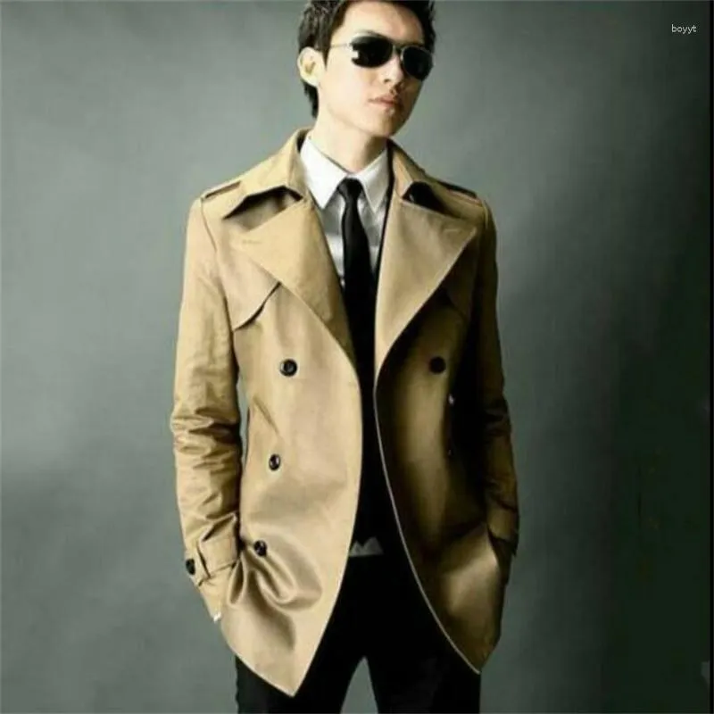 Men's Trench Coats Wine Red Brown Beige Designer Slim Sexy Coat Men Overcoat Long Sleeve Mens Clothing Business Grey S - 9XL