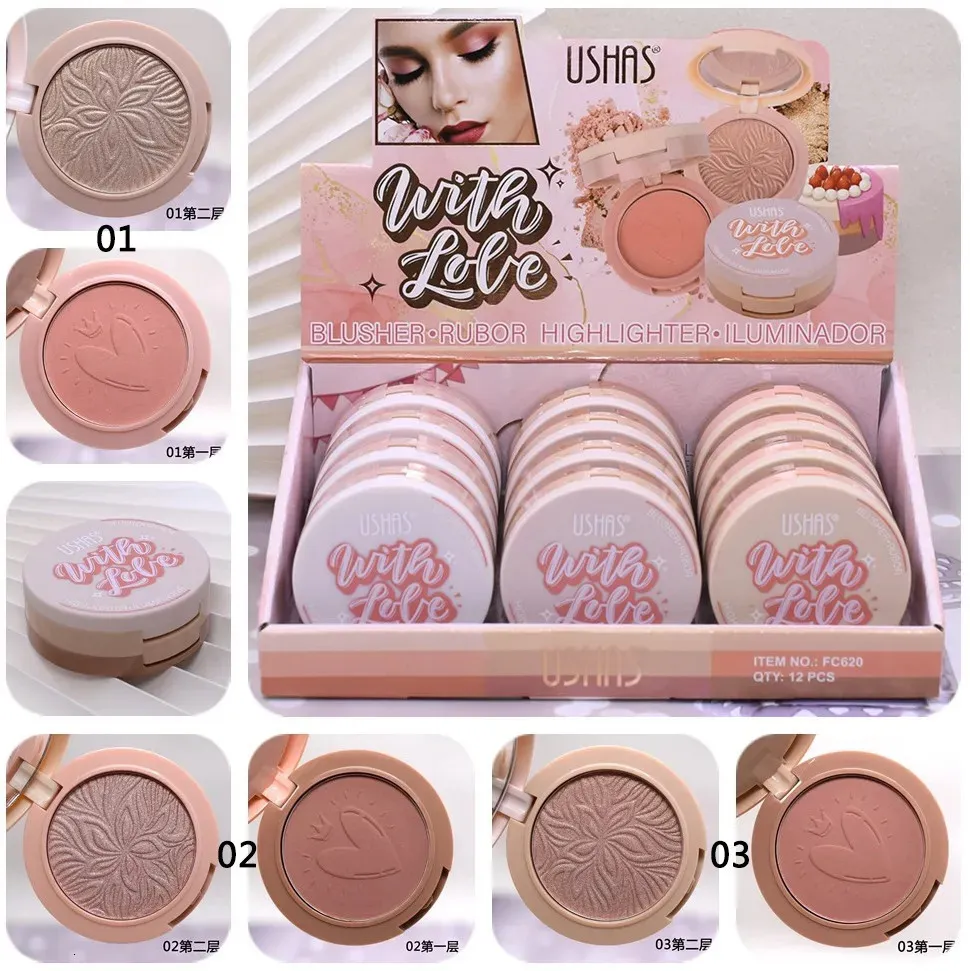 Concealer blusher highlighter set bronzer pulver iluminadores de maquillaje 2 i 1 makeup shimmer metallic finish highlight bling 230927