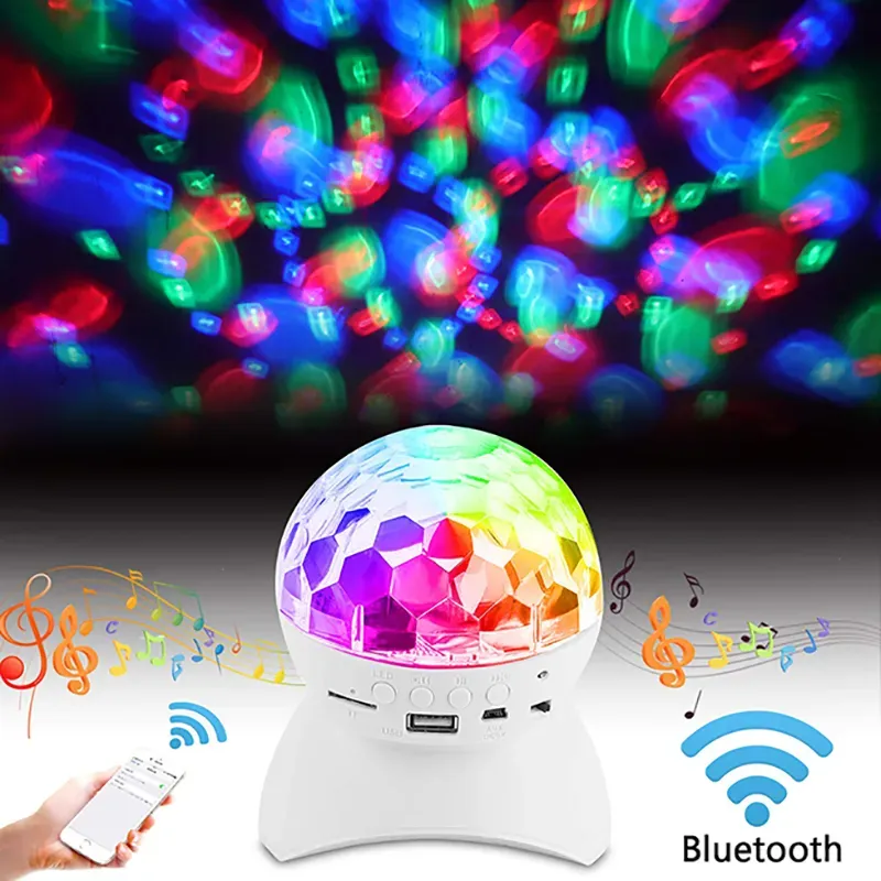 Abbagliante LED Stage Light Controller RGB LED Magic Ball Altoparlante Bluetooth Lampada rotante per KTV Party DJ Disco House Club 12 LL