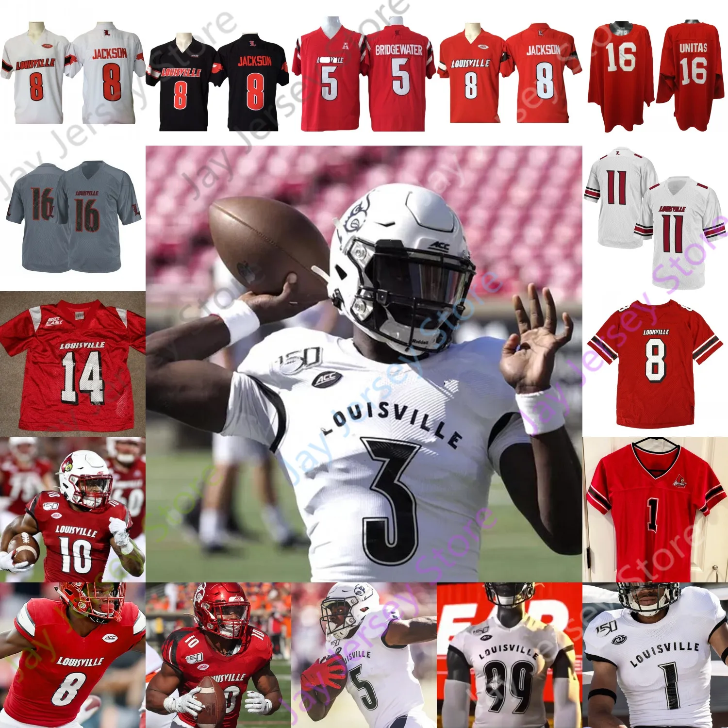 Camisa de futebol de Louisville NCAA College Evan Conley Jawon Pass Hassan Hall Seth Dawkins Burns Montgomery Parker Bridgewater Dumervil Becton