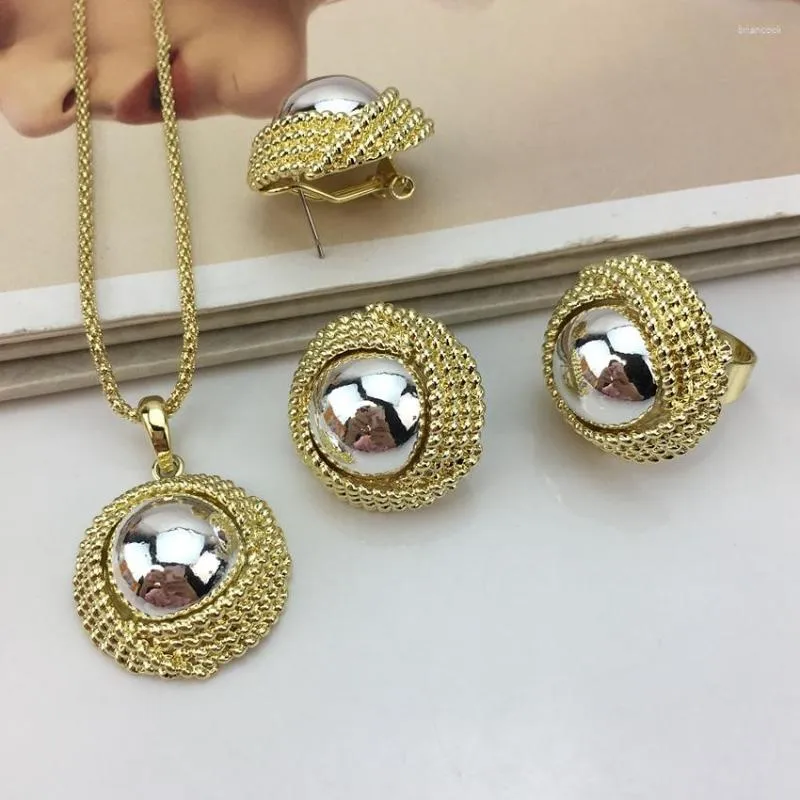 Colar brincos conjunto 2023 dubai jóias finas pingentes com anel para mulher uso diário presente fhk15465