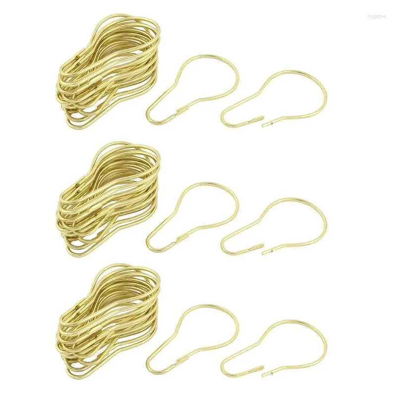 Shower Curtains 60 Pieces Gold Tone Calabash Design Curtain Rings Hooks Metal Bathroom