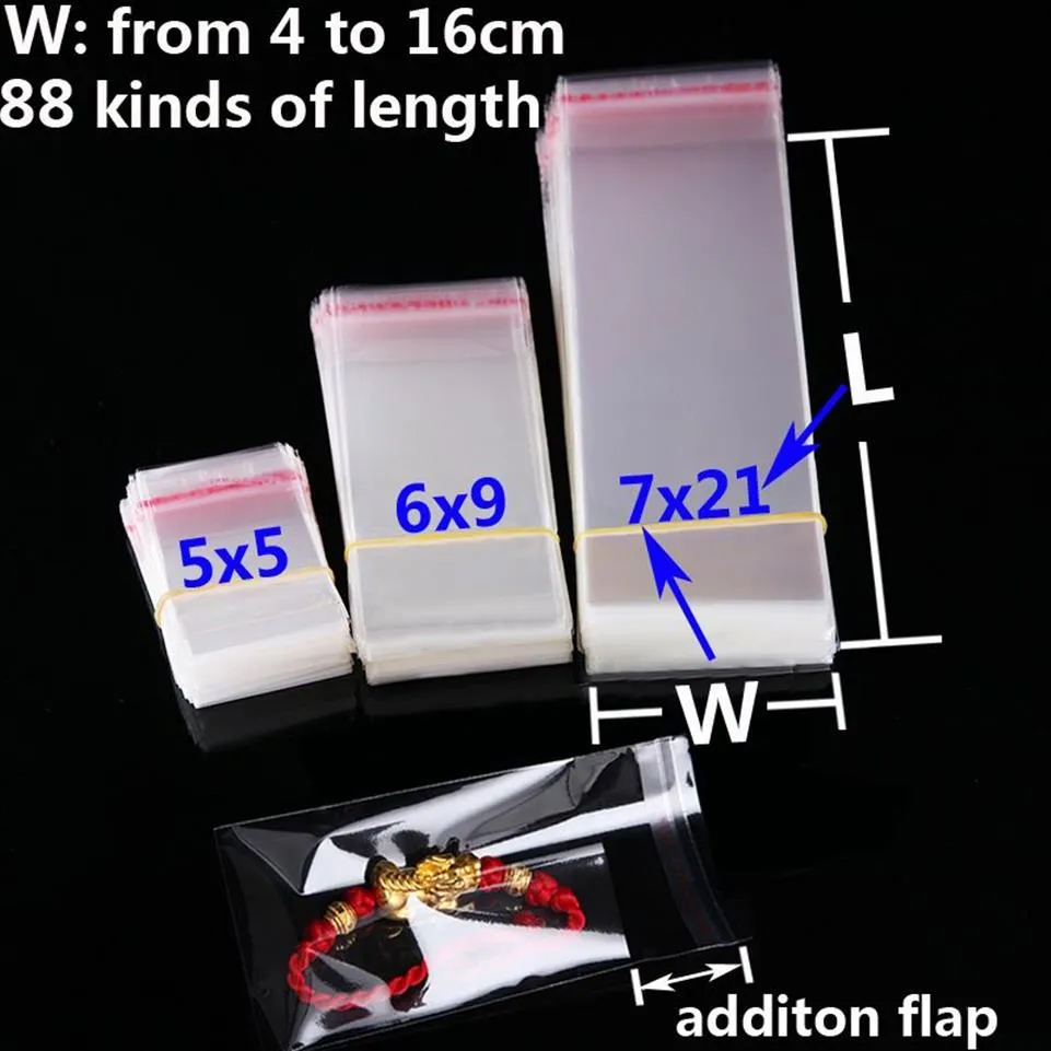 Prezent detaliczny Transparent Małe samoprzylepne worki plastikowe torby prezentowe biżuteria torba opakowań przezroczystych rozliczalnych celofanu 188m