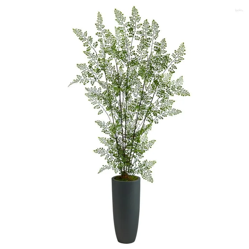 Dekorativa blommor ruffle Fern Artificial Tree in Grey Planter