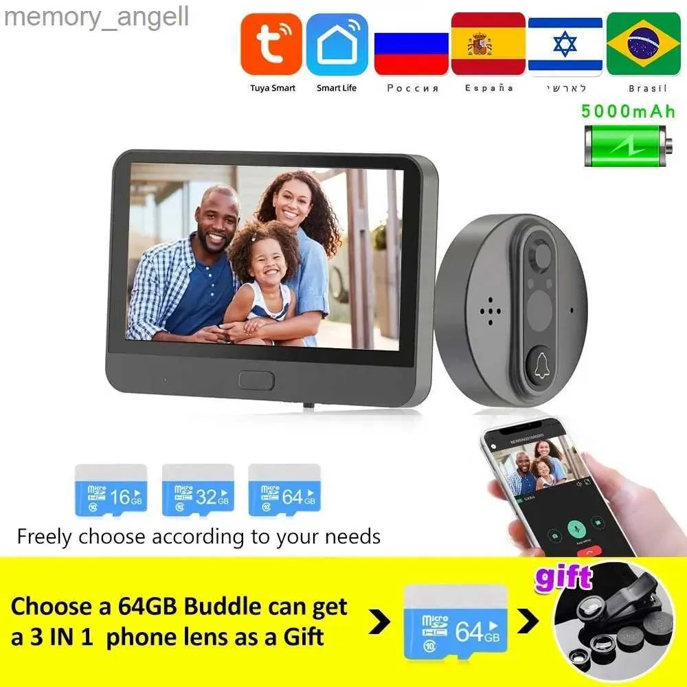 Sonnettes Go 1080P Wifi sans fil vidéo sonnette caméra Tuya maison intelligente appartement Wifi judas visuel porte cloche Tuya interphone vidéo pour YQ230928